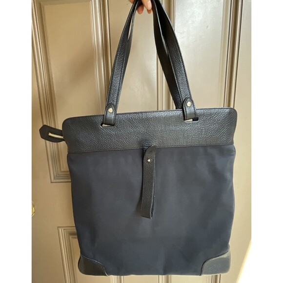 BURBERRY Black Canvas Leather Logo BSX Stowell Travel Tote Bag Purse - Picture 2 of 16